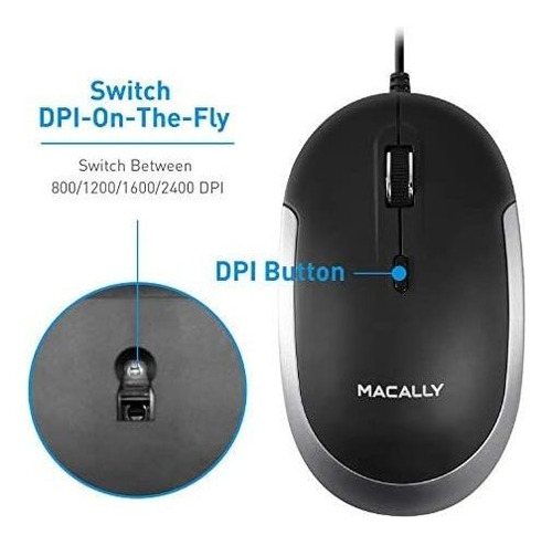 Mouse Macally Usb C Plug Play Negro