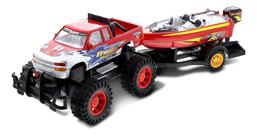 Monster Truck Trailer  Speed Boat Friction Push Powered...