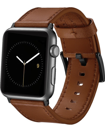 Correa Cuero Platinum Compatible Con Apple Watch 45mm Papaya