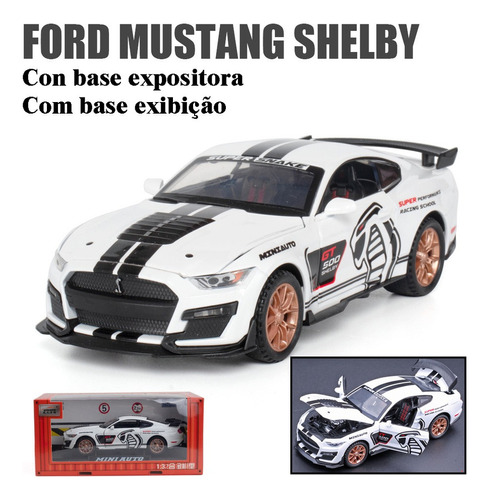 Ford Mustang Gt500 Miniatura Metal Coche Con Luces Y Sonido