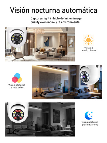 Cámara De Seguridad Wifi De 360° Visión Nocturna Alarma 3mp