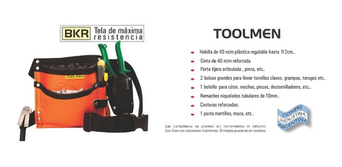 Imagen 2 de 6 de Clavera Cinturon Portaherramientas Albañil Toolmen T97
