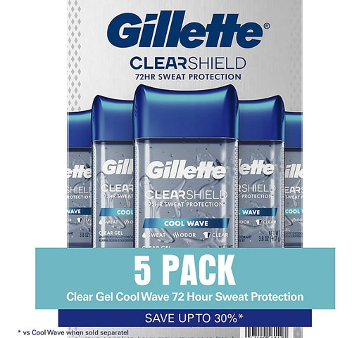 Gillette Desodorante Gel Antitrasnpirante Cool Wave 5 Pack