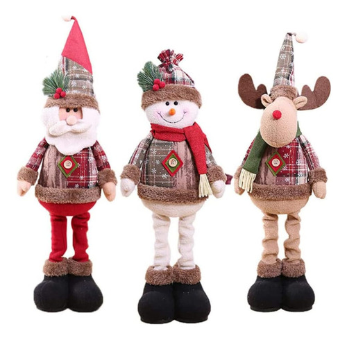 3pcs Navidad Santa Claus Elk Ciervos Muñeco De Nieve Adornos