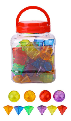 60x Formas 3d, Blocos Transparentes Coloridos Jogo Sensorial