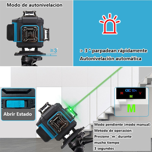 Nivel Láser 4d Kezers Con Pantalla 16 Líneas Con Autonivela