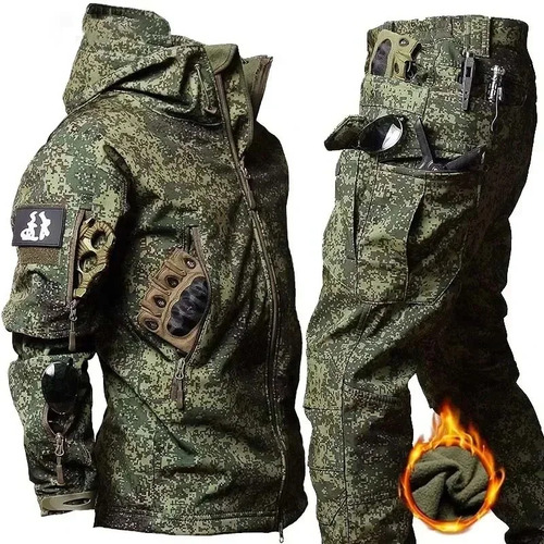 Set De Camuflaje Táctico Impermeable Para Hombre, Forro Pola