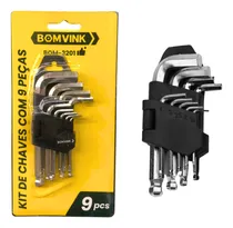 Comprar Kit Jogo De Chaves 9 Peças Allen Hexagonais 1,5 A 10mm Curta
