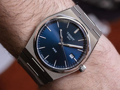 New Reloj De Pulsera Tissot Prx De Acero, Azul, Para Hombre