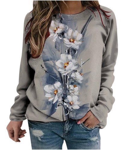 Sudadera Mujer Manga Larga Poleras Casual Floral Pl 7712