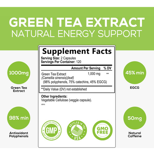 Suplemento Nature's Nutrition Extrato De Chá Verde 1000mg