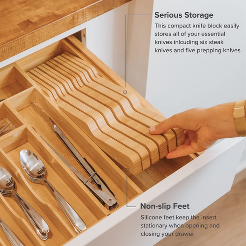 Organizador De Bamb Para Cuchillos De Cocina, Capacidad Para
