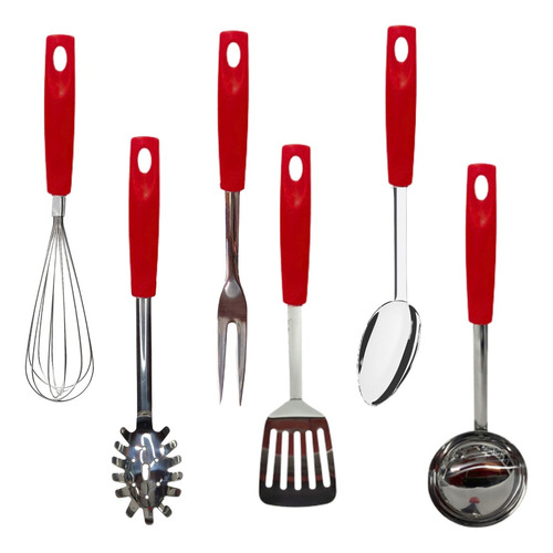 Set X6 Utensilios De Cocina Acero Inoxidable Y Plástico Pp