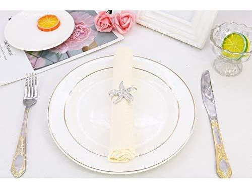 Set De 10 Servilleteros De Estrellas De Mar Plateadas