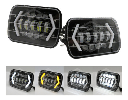 Par De Faros Unidad 5x7 Luz De Cortesía Con 13 Lupas 12-24v