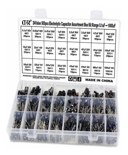Ocr 24valor 500pcs Condensadores Electrolíticos Caja Surt...