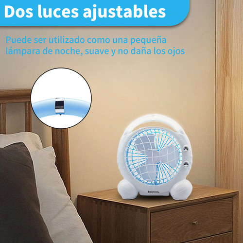 Ventilador De Escritorio Recargable Multifunción Con Led