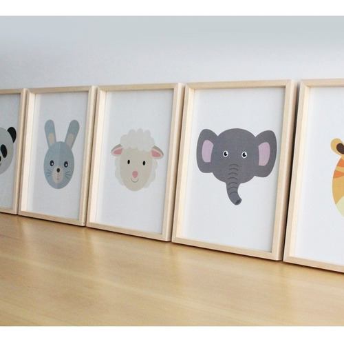 Cuadro Animales Bebe Infantil Box 30x40 Natural 