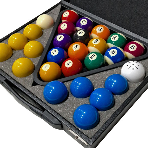 Jogo De Bolas De Sinuca Bilhar Com Estojo E Triangulo