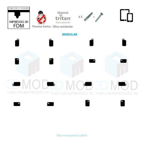 Imagem 3 de 4 de Suporte De Parede iPad Tablet Smartphone Antifurto + Bu
