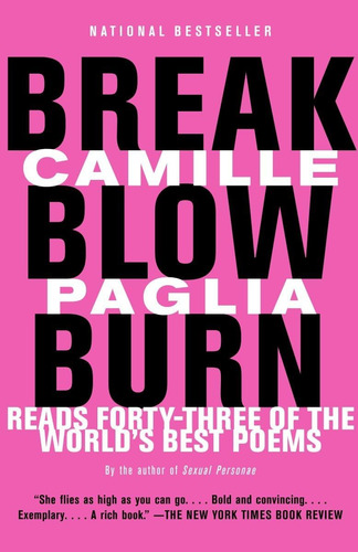 Break, Blow, Burn: Camille Paglia Reads Forty-three Of The Worldøs Best Poems, De Paglia, Camille. Editorial Vintage, Tapa Blanda