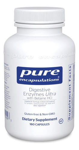 Enzimas Digestivas + Betaína Hcl Pure Encapsulations 180 Cáp