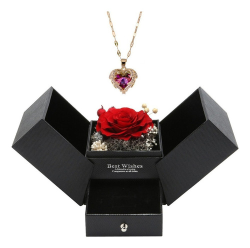 Gift Eternal Flower With Heart Necklace Valentine's Day 2024