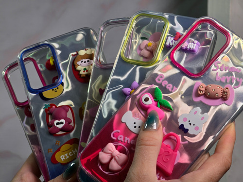Funda Muñequitos 3d Antigolpes Para Samsung Elegi Modelo Osito Rosa A55