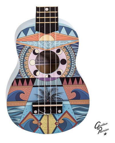 Ukelele Soprano De Diseño Mandala Bamboo Eclipse Color Combo Funda + Pua + Cuerdas Aquila + Garantia Oficial Bd21
