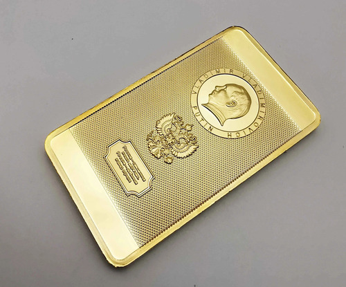 Lingote De Acero Oro Plata Dinero $ Suerte Feng Shui