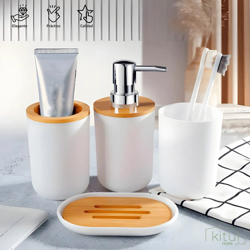 Accesorios De Baño Set 6 Piezas Elegantes Minimalistas Modernas Blanco