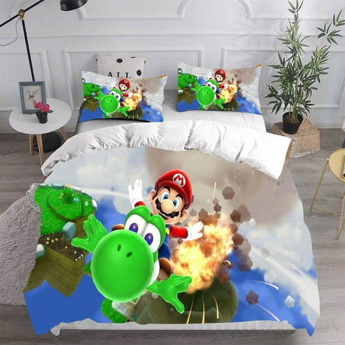 . Novo Conjunto De Desenhos Animados Mario Quilt Cover