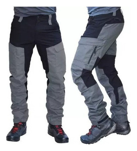 Hombres De La Moda De Bloque De Color Multi Cargo Pantal