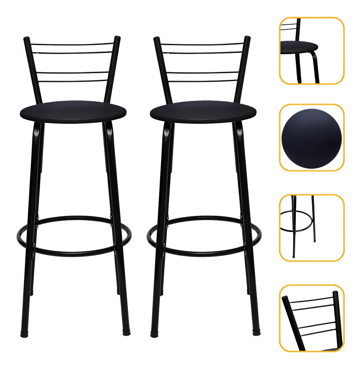 Itagold Flórida Kit 2 Banqueta Cor Assento Preto 90cm