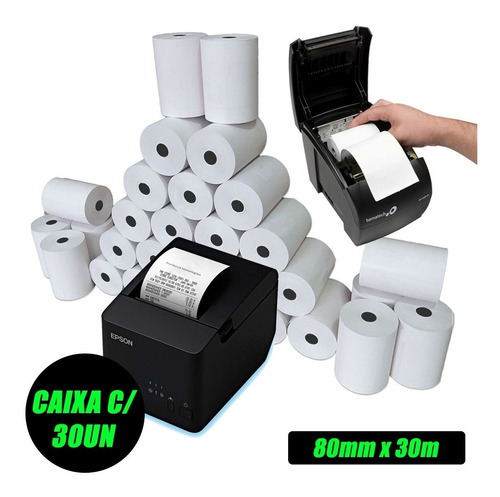 Bobina Térmica Para Impressora Emitir Cupom Fiscal 80x30 Cor Branco