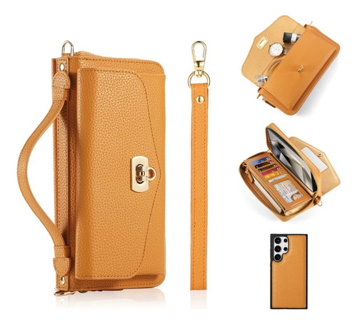 Funda De De Cuero Multifuncional Cruzada Para Samsung