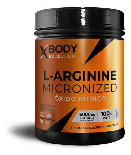 L-arginina 180grs Xbody Evolution Oxido Nítrico Micronizada Sabor Sin sabor