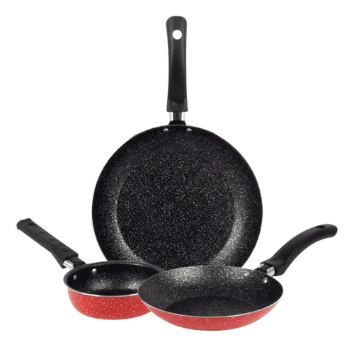 Conjunto de Frigideiras Antiaderente 16/20 Ovo 14 Vermelho