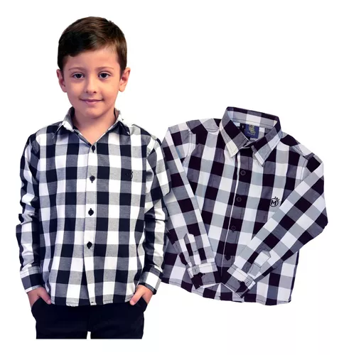 Camisa Infantil Típica Xadrez - Azul