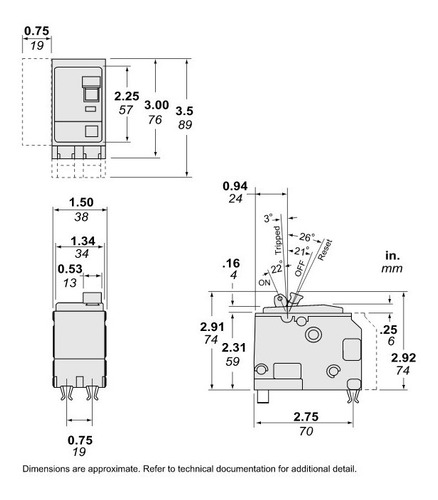 Imagen 7 de 8 de Pastilla Interruptor Termomagnético Qo220 2polo20a Schneider