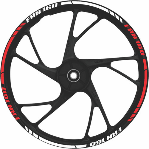 Kit Adesivo Premium Friso Roda Fan 160 Cor Branco Com Vermelho