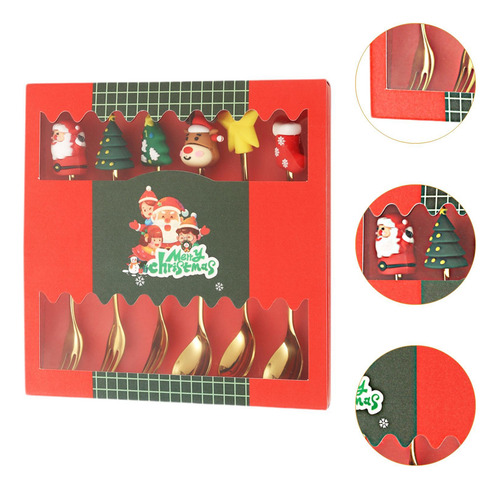 Elegante Juego De Cubiertos Navideños Para Cenas Dorada