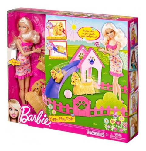 Barbie Mattel Parque De Entrrnamiento Cachorros Muñeca 