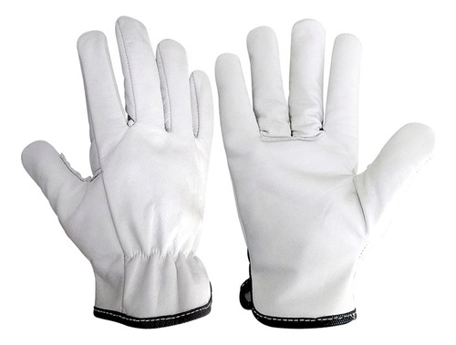 Guantes X12 Industriales De Vaqueta Color Blanco Docena 