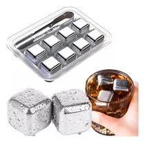 Comprar Kit 8 Cubos De Gelo Metal Aço Inox Pegador Whisky Bebidas
