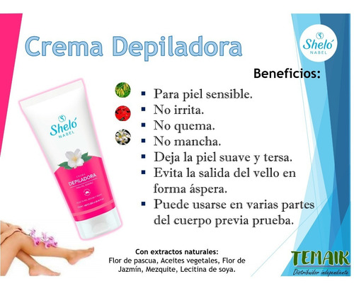 Crema Para Depilar Con Extractos Naturales, Shelo 250 Ml