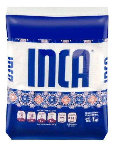 Manteca Vegetal Inca Con 3 Piezas De 1 Kg