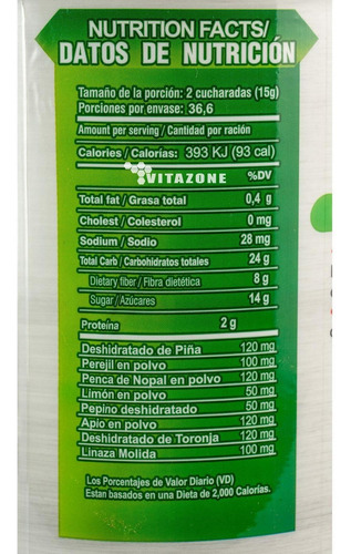 Imagen 2 de 6 de Jugo Verde Extra En Polvo 1.1 Kg Sanabi Fibra