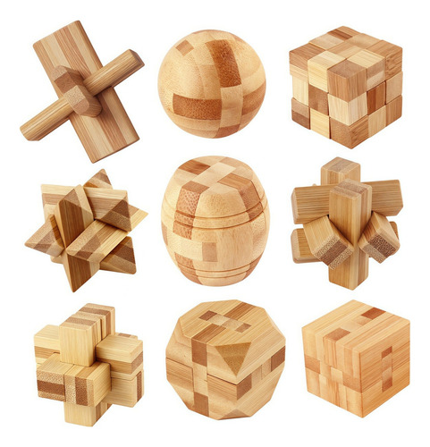 Juguetes De Rompecabezas De Madera 3d Kongming Luban Lock, 9