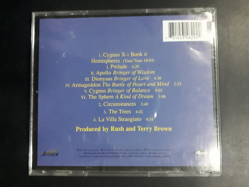 Rush Hemispheres Cd Importado Remaster (Usado)